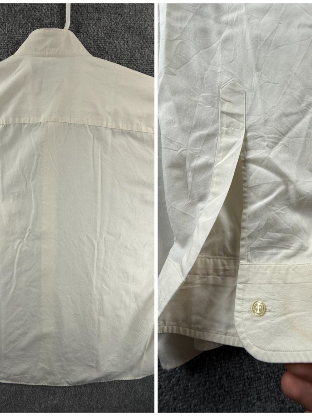 Burberry Formal 43 London Band Ivory Solid Long Sleeve Mens Shirt Pocket Adult - Picture 14 of 16